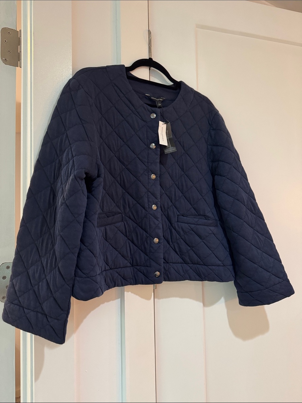 Banana Republic Quilted Navy Snap-Front Jacket